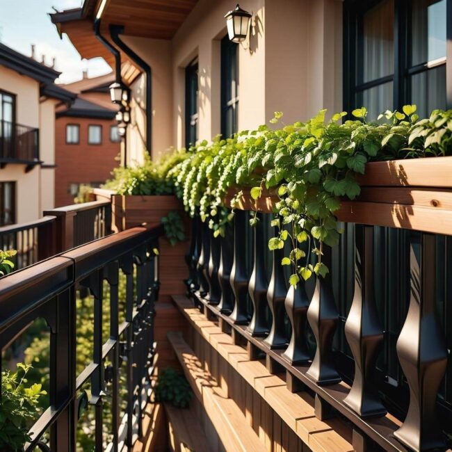 Farbowanie płotu lamelowego na balkonie